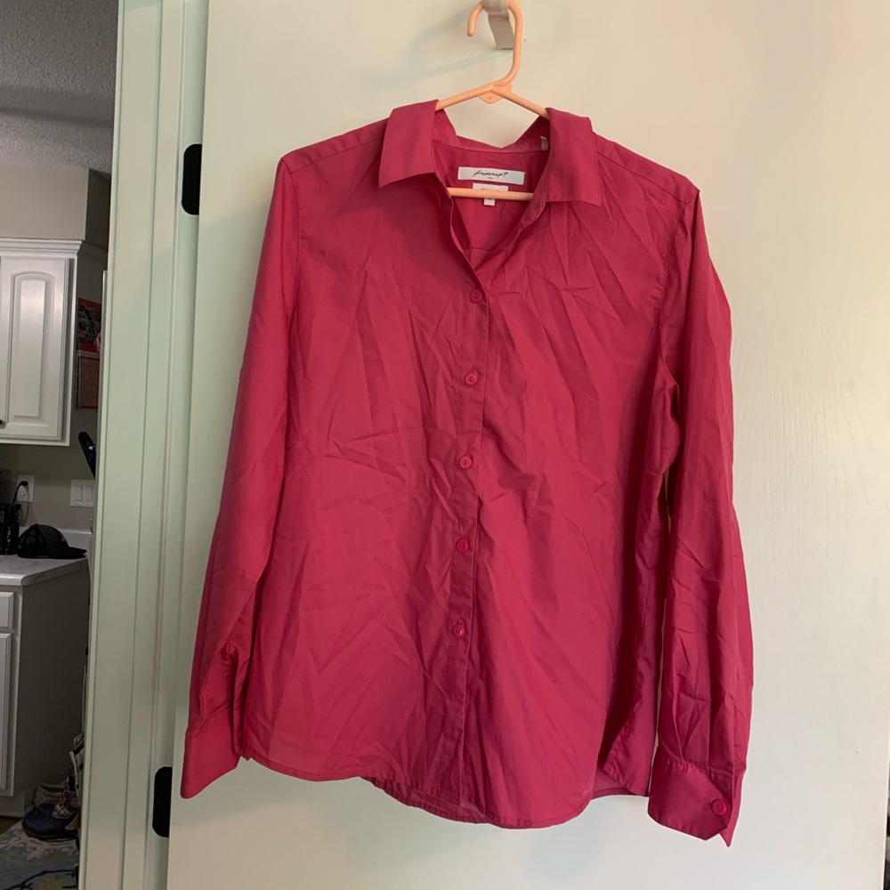 Oversized pink button down